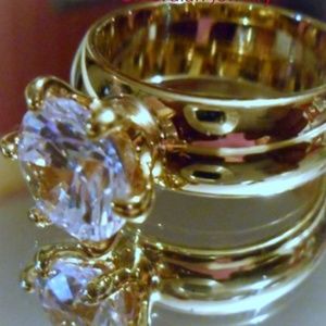 14kt Gold Finish CZ Solitaire Engagement Ring